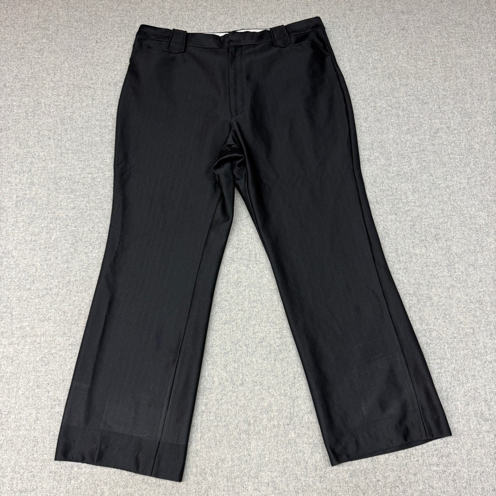 Saxifon USA Western Dress Pants 40 Black Textured Polyester Snap Flap Pockets